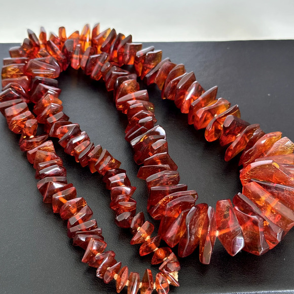 Vintage Natural Baltic Amber Graduated Long Beaded Chunky Hand Knotted Necklace - Picture 16 of 16